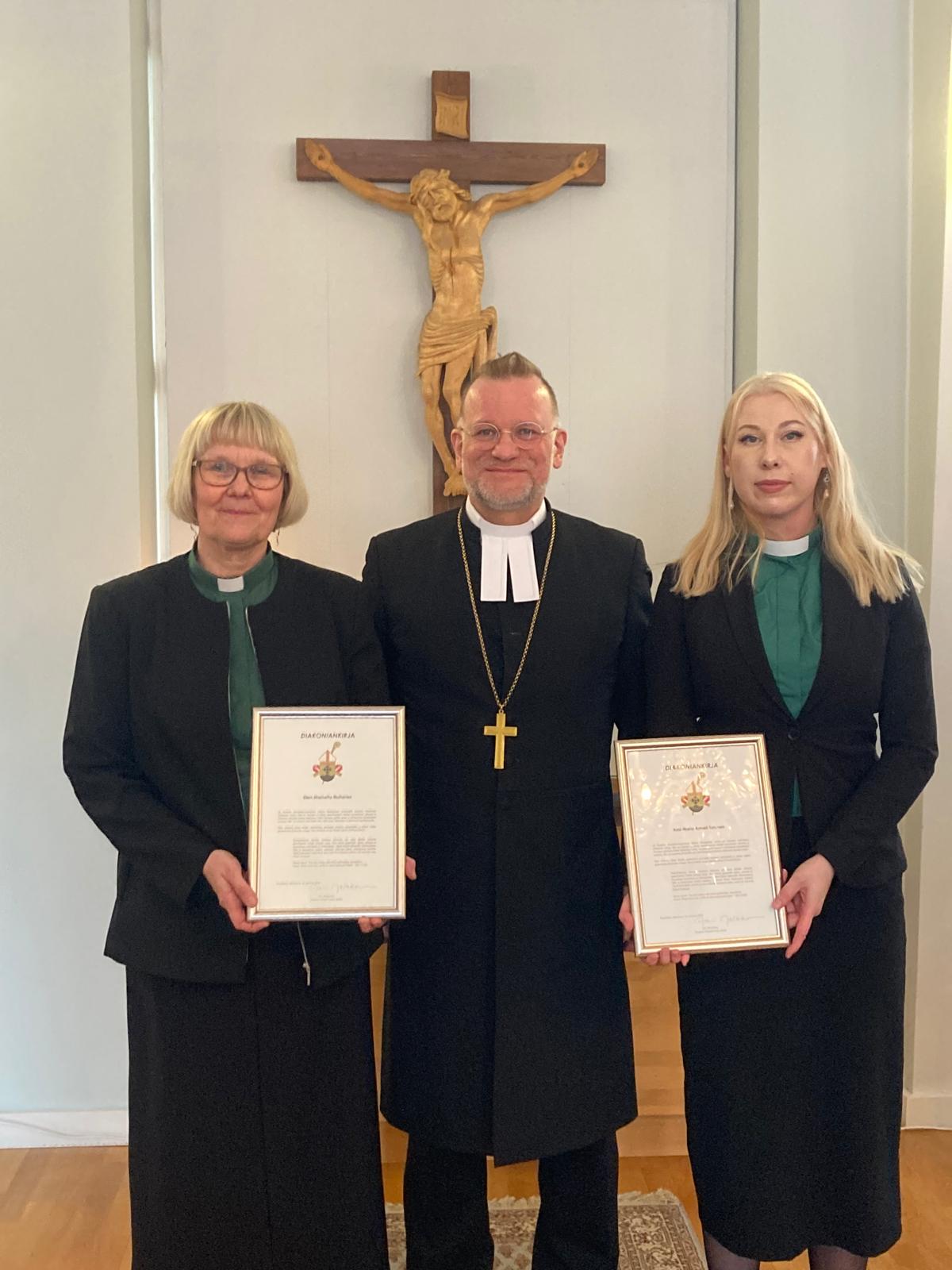 Diakoni Ellen Mantsinen, Piispa Jari Jolkkonen ja diakoni Kirsi-Maria Turunen