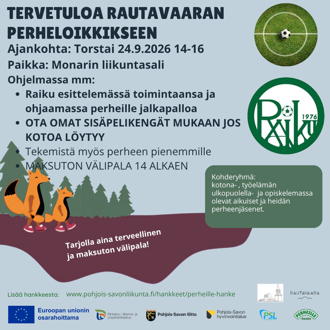 24.9. tutustumme jalkapalloon Raikun johdolla