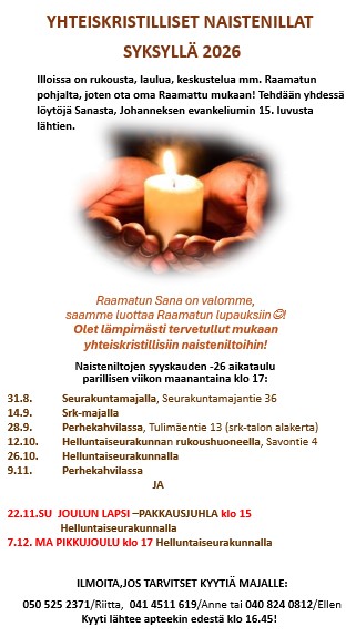 Naistenillat syksyllä 2026